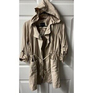 Love Tree Safari Hooded Jacket Womens Size Small Tan Khaki Mid Length Travel